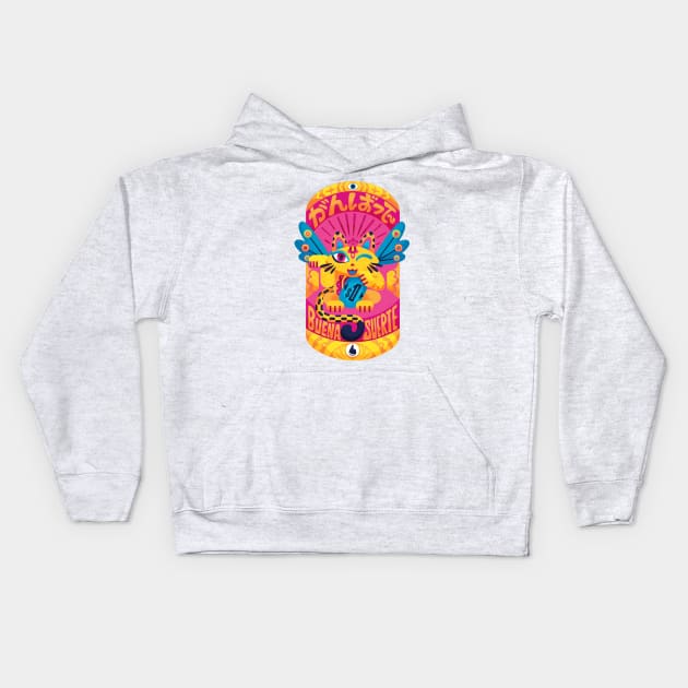 Lucky Vibes Neko Kids Hoodie by Inkbyte Studios